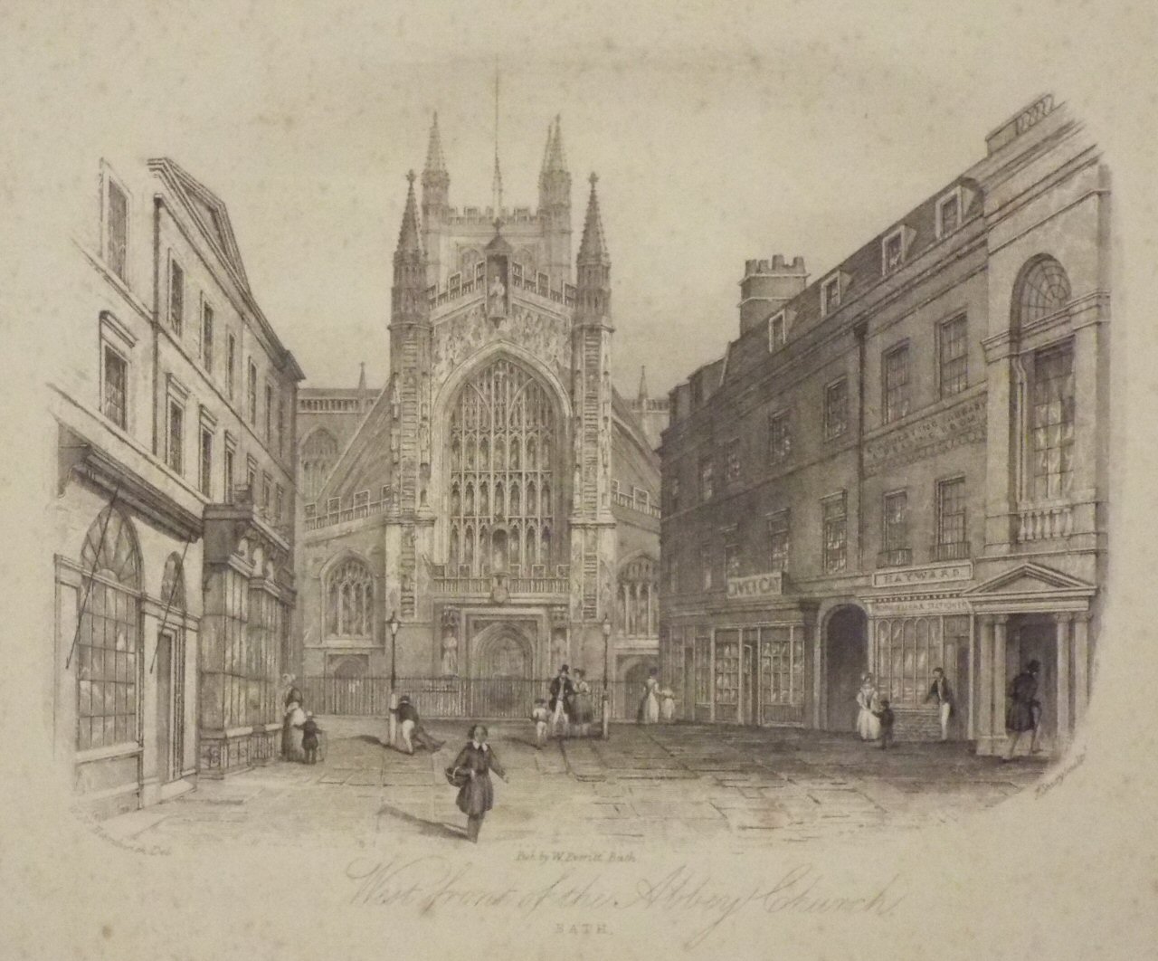 Steel Vignette - West Front of the Abbey Church, Bath. - Shury